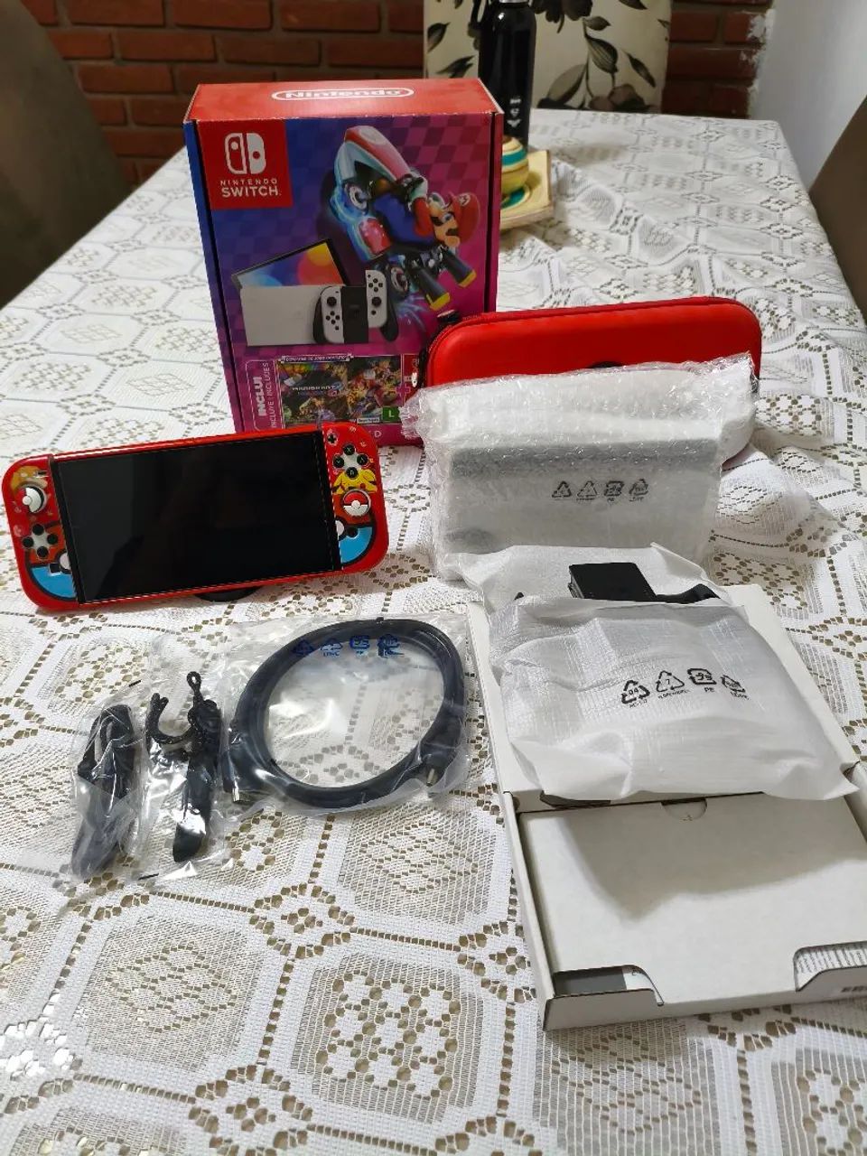 Nintendo switch oled desbloqueado 512gb + acessorios