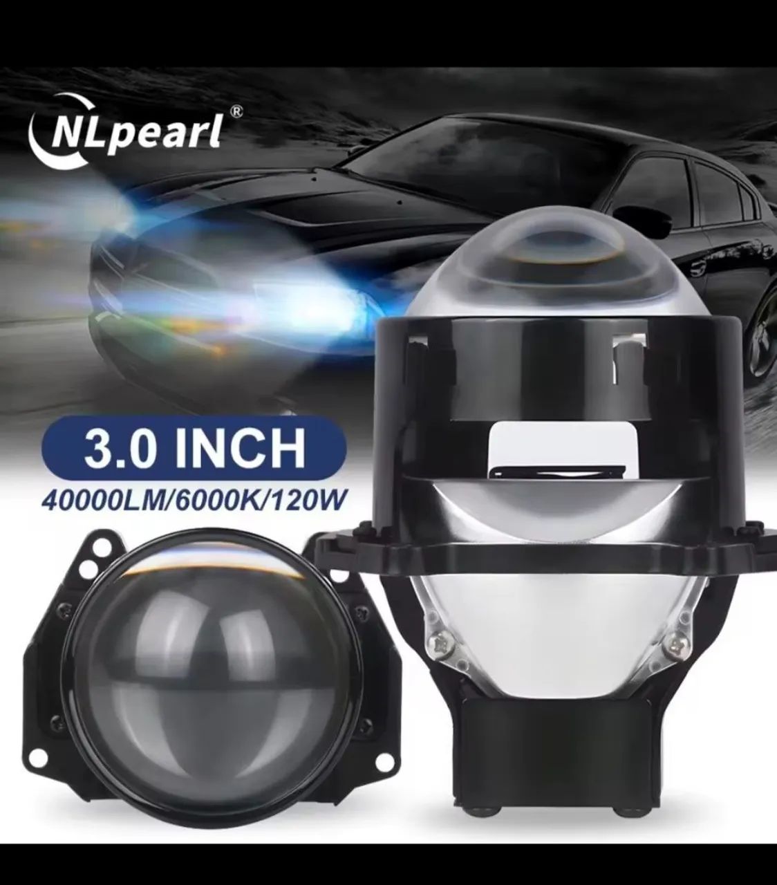 Farol auxiliar projetor bi led 6000k - Foto 4