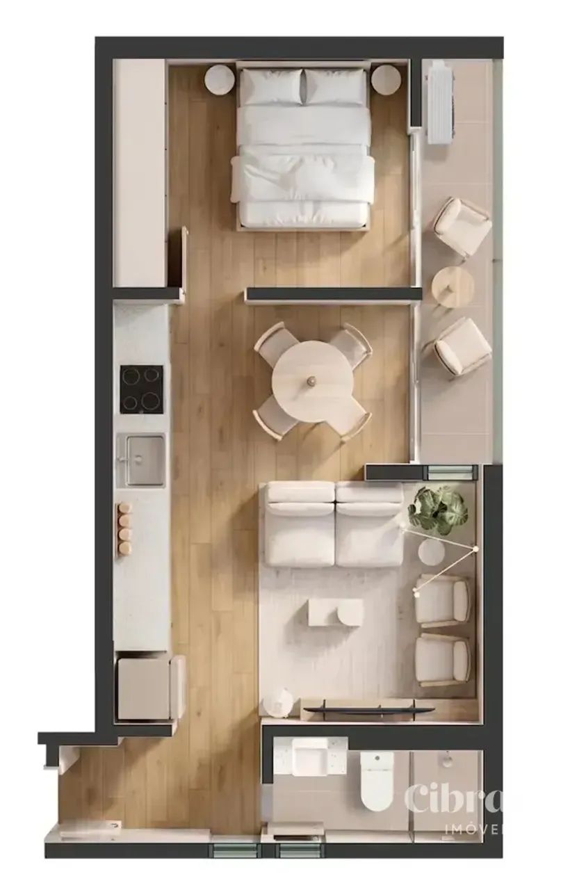 Apartamento no Centro Cívico de 42,28 m² - Edifício Apolo - Foto 4