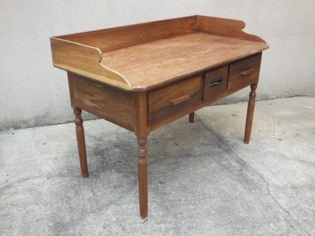 Mesa Escrivaninha Antiga Madeira Maciça Móvel Centenário