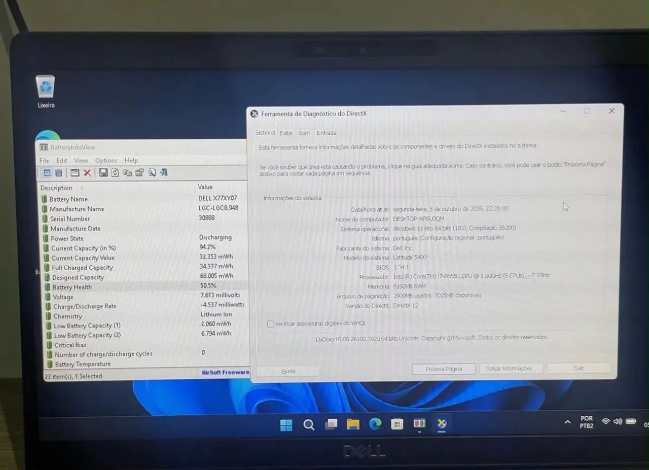 DELL Core i7 (8ª Geração) 8GB de RAM, HD 256GB M.2 SSD - Notebooks