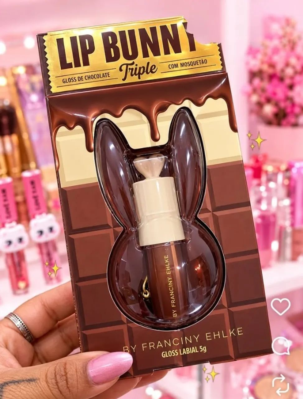 Kit 2 Gloss Cherry Bomb de Cereja e Lip Bunny Chocolate  - Foto 3