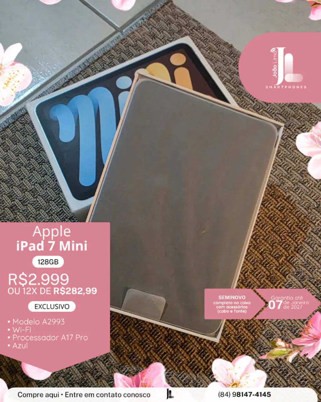 IPAD MINI 7, 128GB, AZUL, SEMINOVO NA GARANTIA, EXCLUSIVO