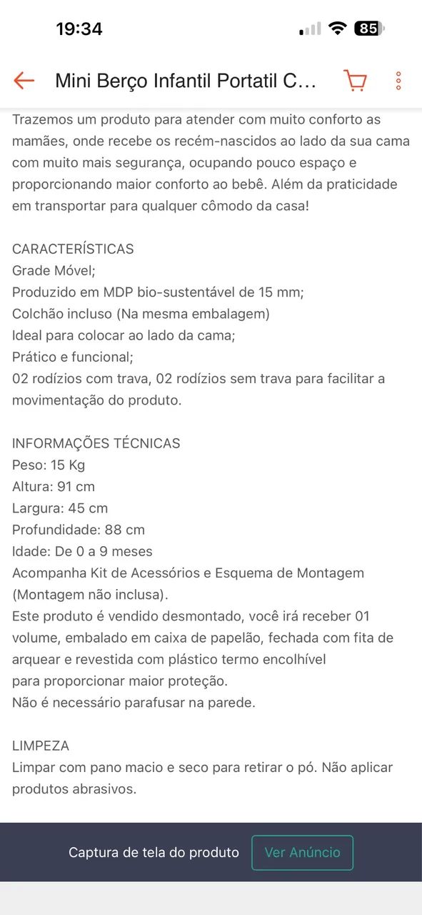 Mini berço mais colchão  - Foto 3