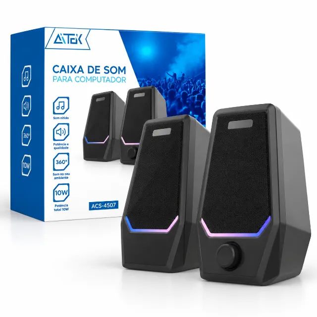 Caixa de Som para PC Aitek RGB 10W - Foto 3