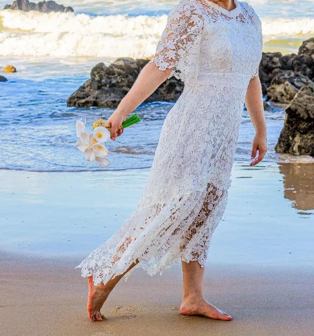 Vestido de renda Guipir branco TAM 38 - Foto 5