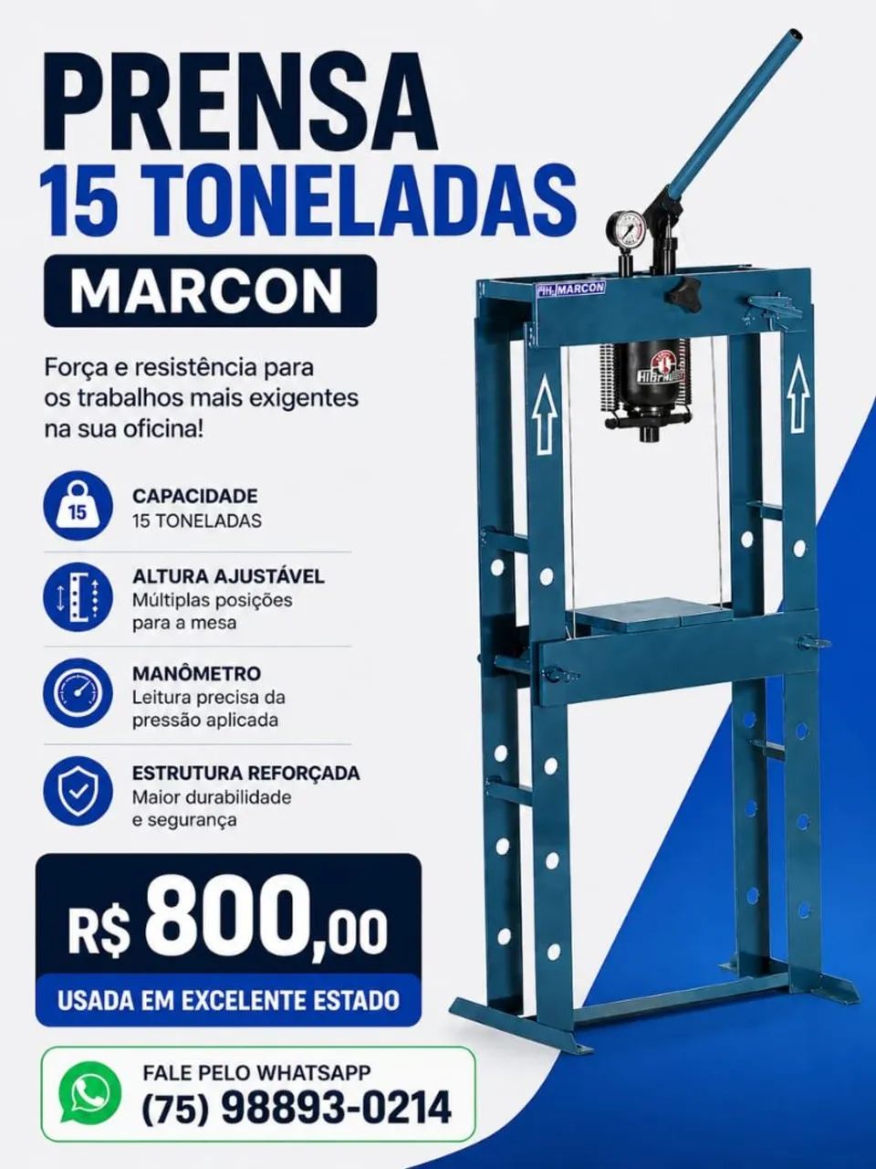 PRENSA MACRON 15 TONELADAS veja descrição 