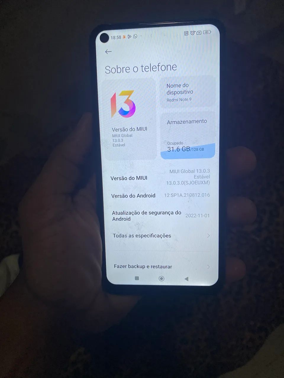 Vendo redmi note 9 128 gigas algumas marcas de uso 