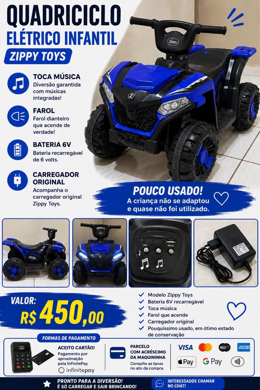 Quadriciclo elétrico infantil 