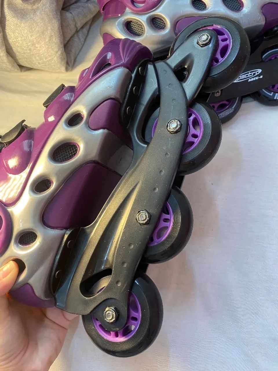 Kit Patins Inline Iniciante Spectro Roxo Traxart - Foto 3