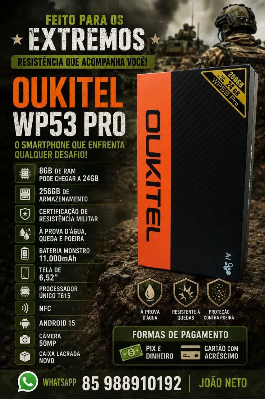 Oukitel WP53 PRO 8/256 novo lacrado Militar 