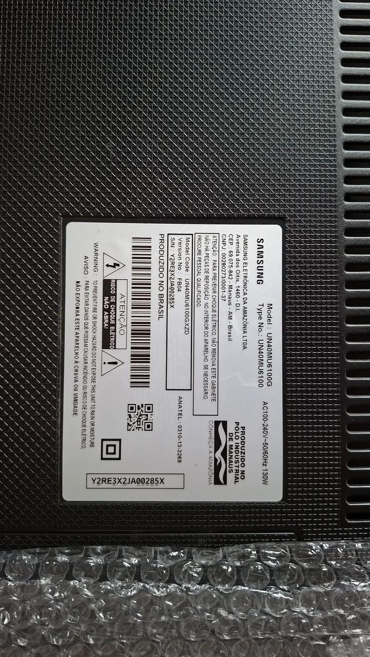TV Samsung 40" tela danificada, parte eletrônica  100% ok