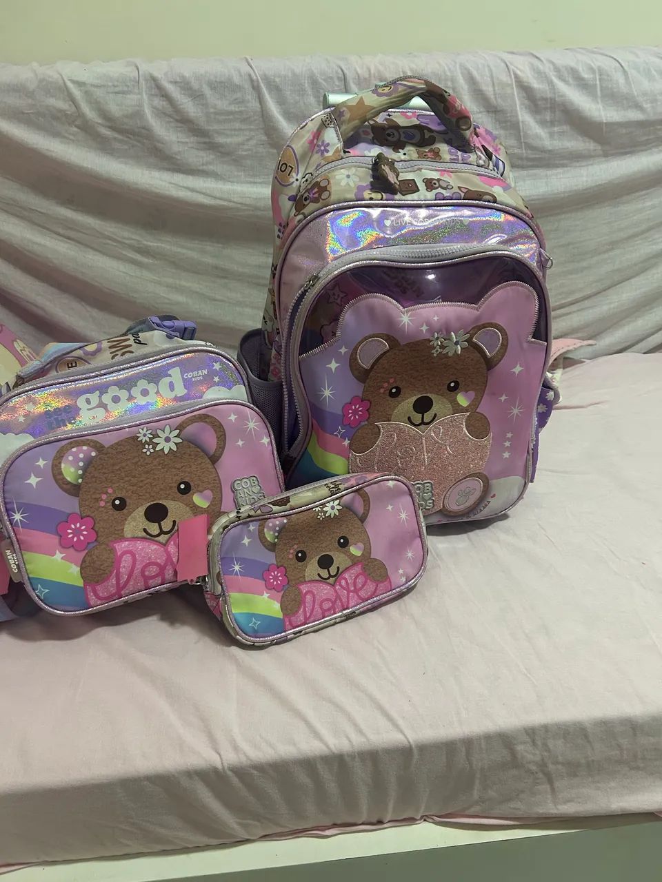Kit escolar infantil menina Coban Mochila com lancheira e estojo - Foto 2