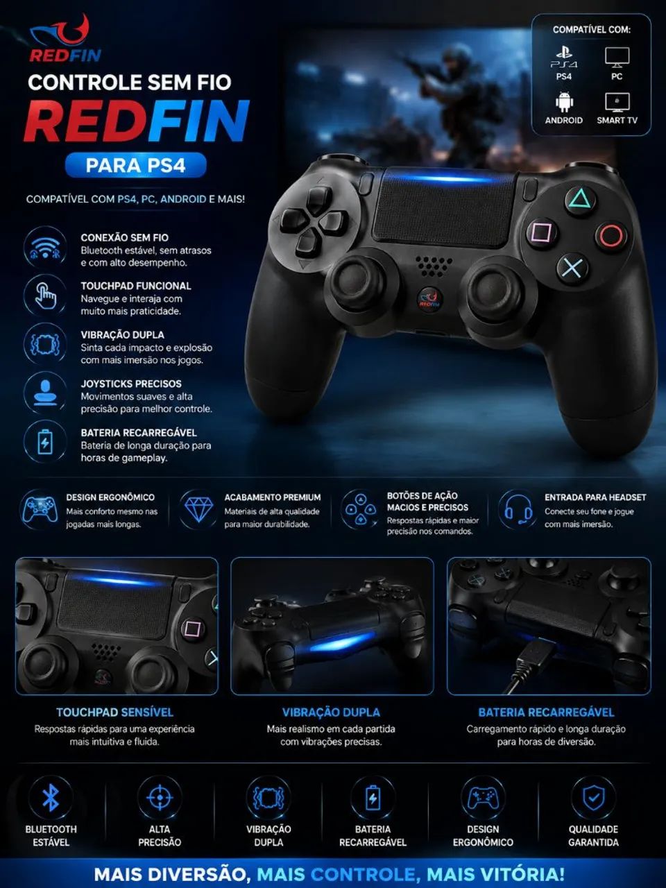 PROMOÇÃO Controle de ps4 sem fio 