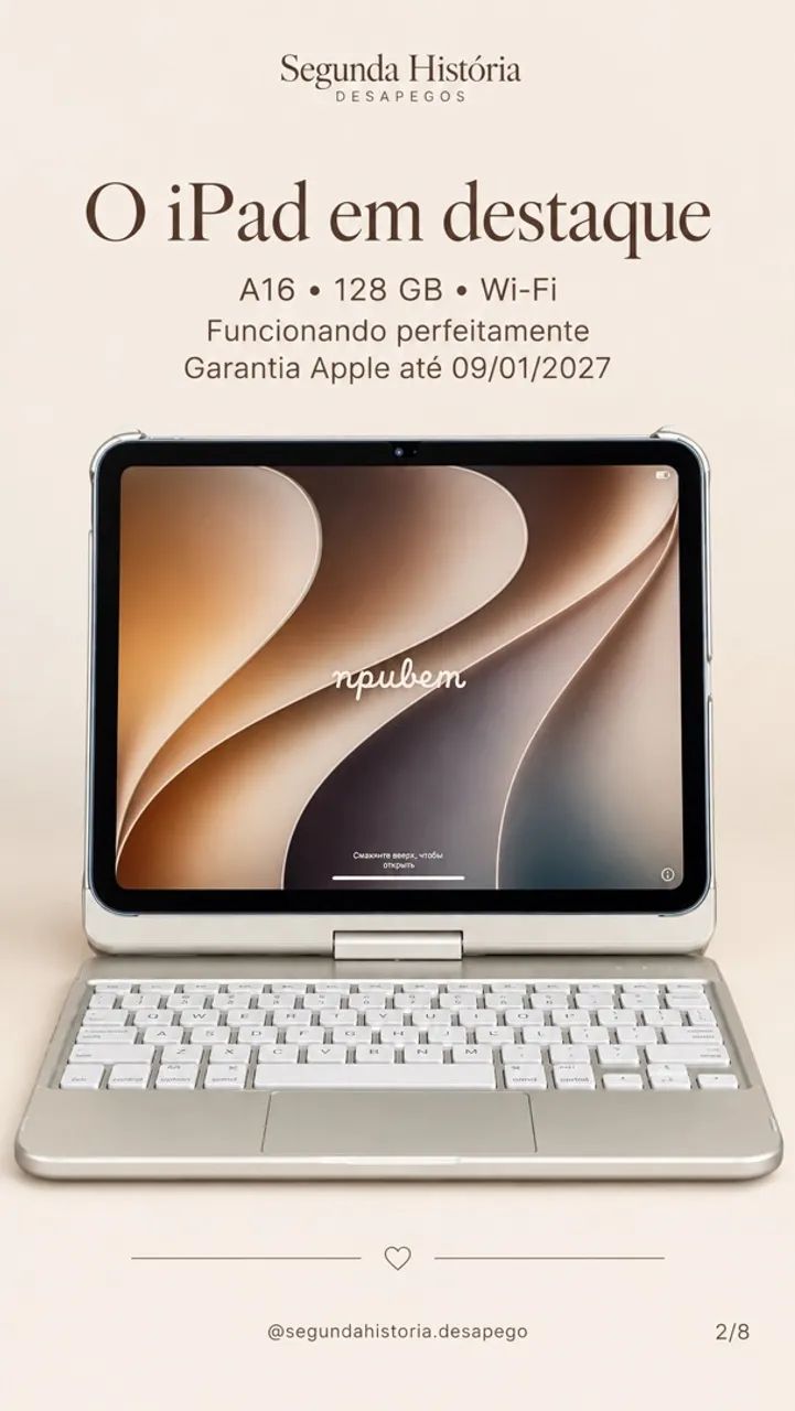 iPad A16 128 GB Wi-Fi azul + caneta + case com teclado e touchpad - Foto 2