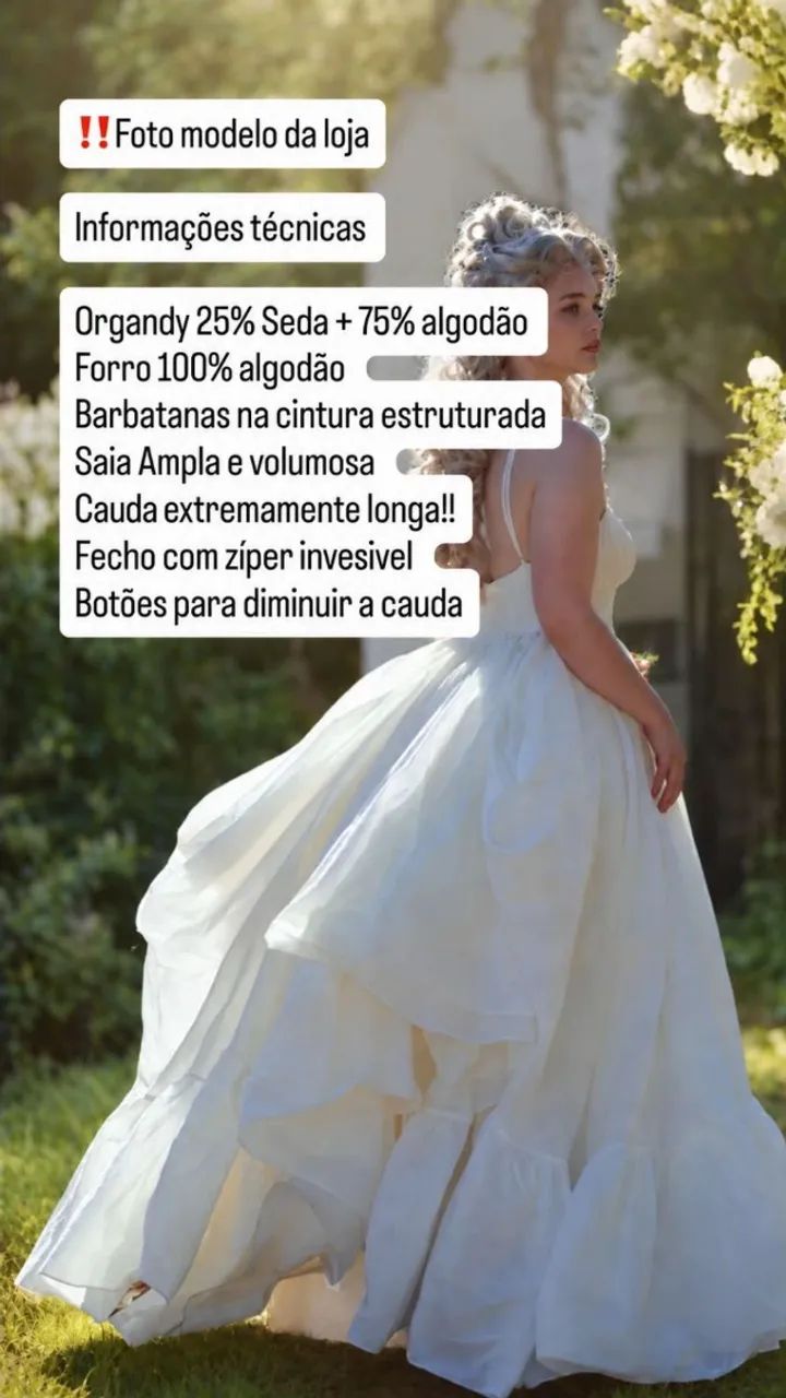 VESTIDO DE NOIVA - IMPORTADO, CAUDA LONGA, MARFIM. - Foto 5