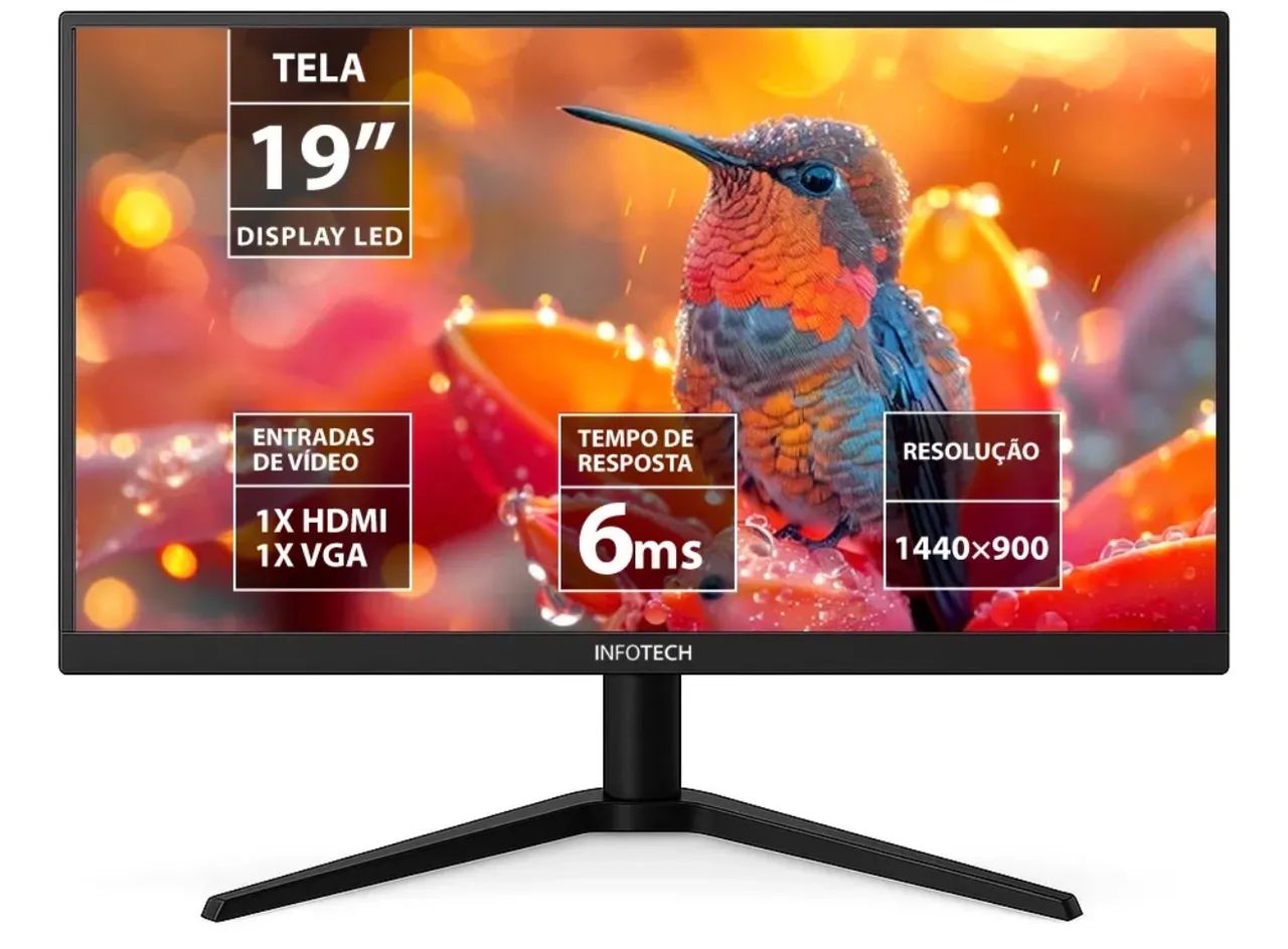 Monitor Infotech 19 LED Widescreen WXGA HDMI VGA 6ms - Foto 3