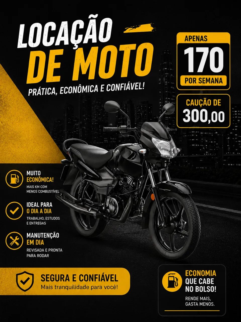 Aluguel moto ANÁPOLIS 170 semana 