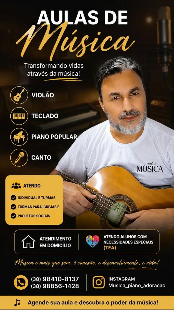 Aulas de violão teclado piano popular e canto  - Foto 2