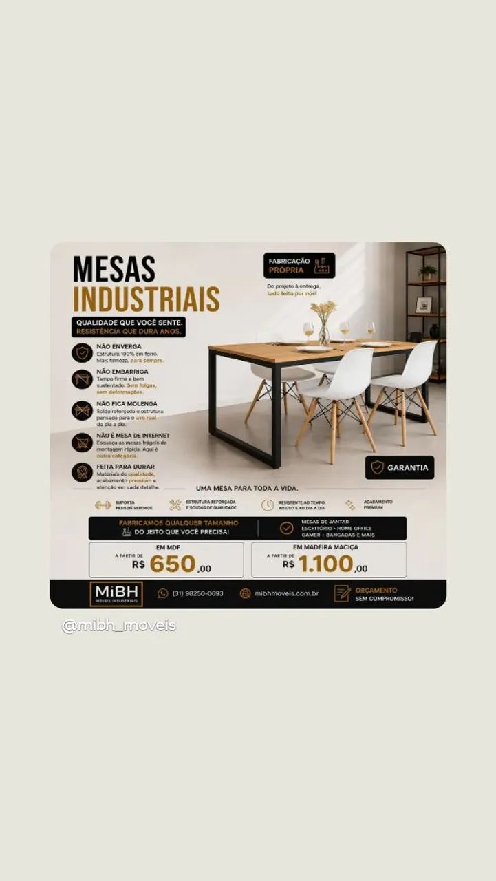 Mesa estilo industrial 