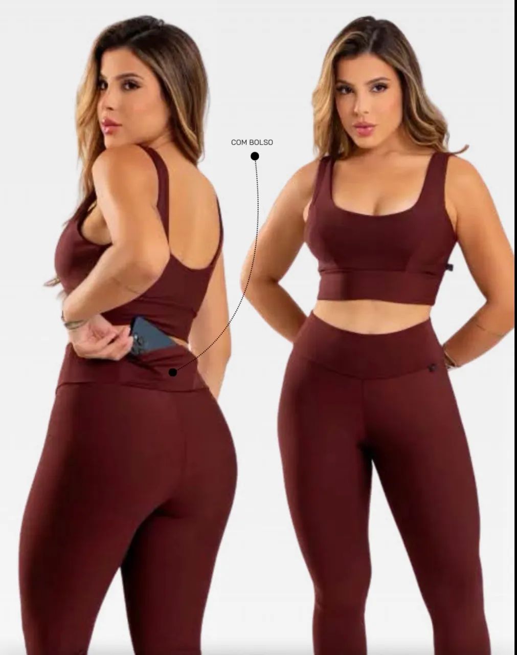 Conjunto academia legging e top marrom  - Foto 2