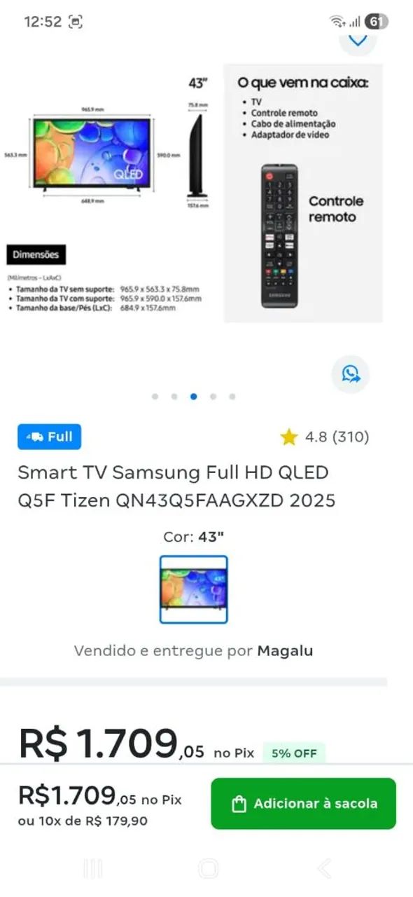 TV Samsung 43 QLED Q5F - Foto 3