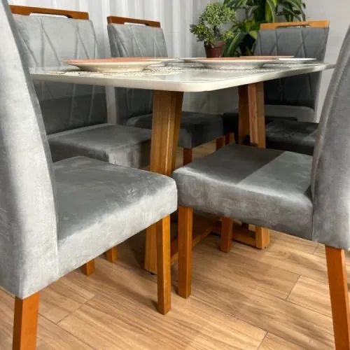 Mesa de Jantar Bali 1.60×0.80 Com 6 Cadeiras Entrega Rápida - Foto 3