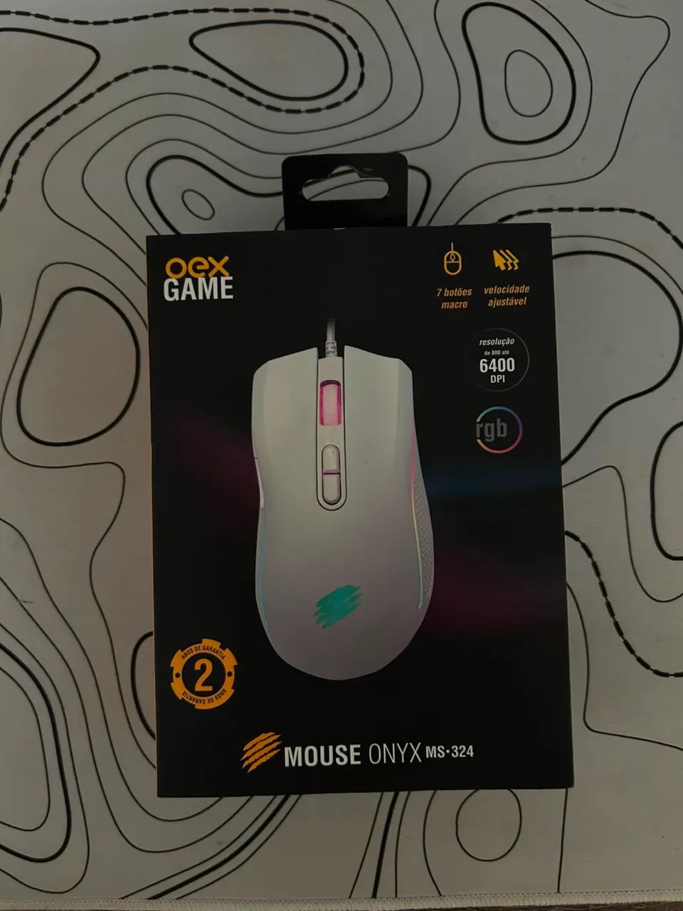 Mouse Gamer OEX Onyx MS-324 - RGB com Software, 6400 DPI e 7 Botões - Ótimo Estado!