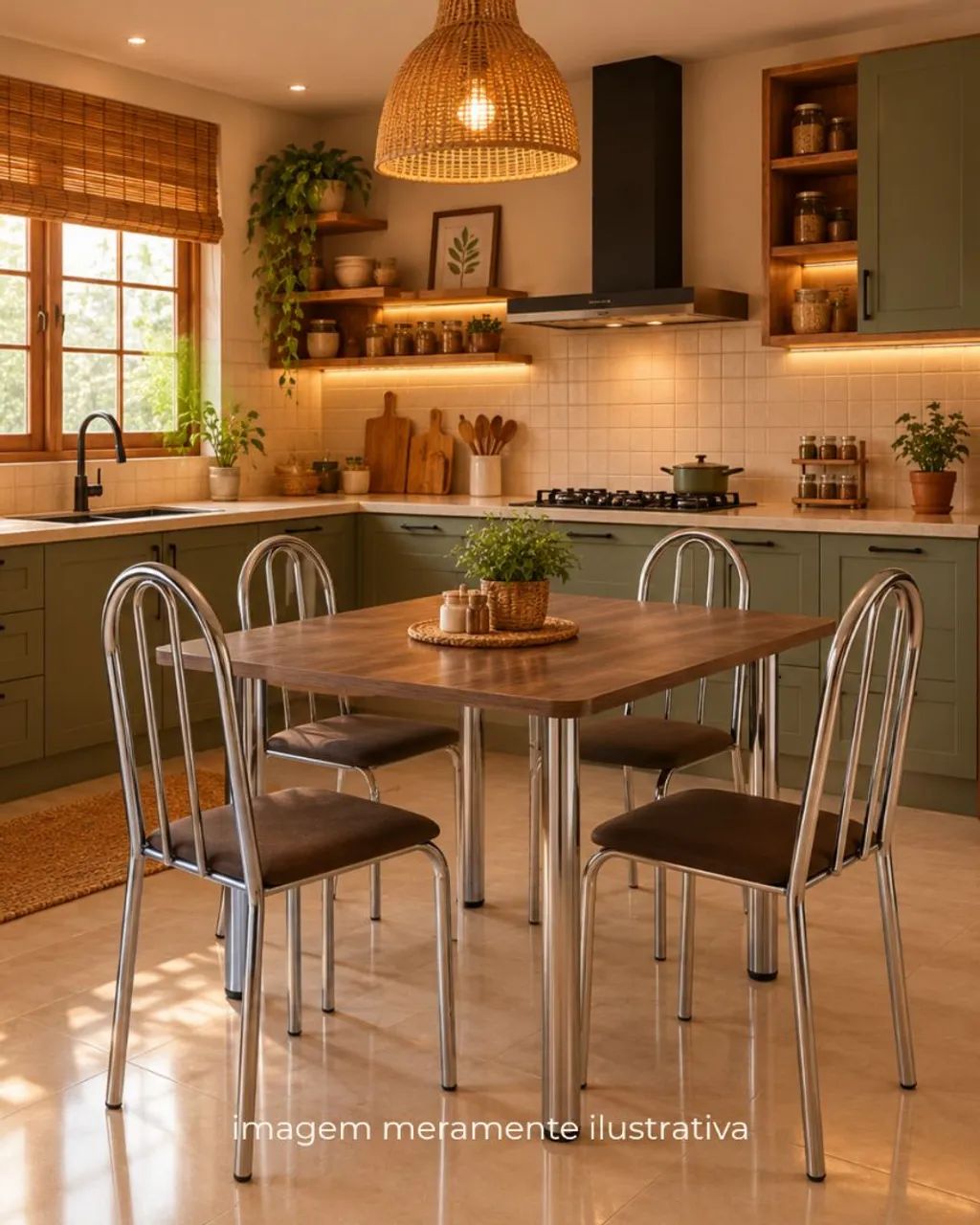 conjunto de mesa e 4 cadeiras cromadas - Foto 5