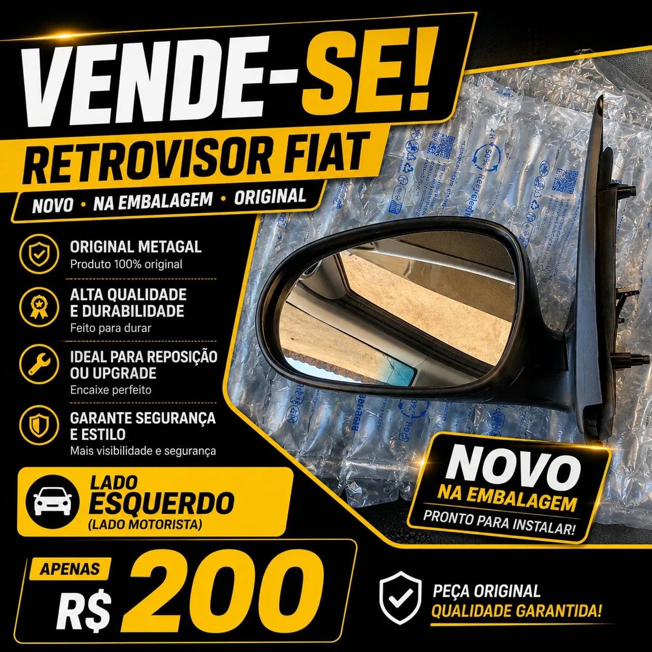 Retrovisor Fiat original Metagal