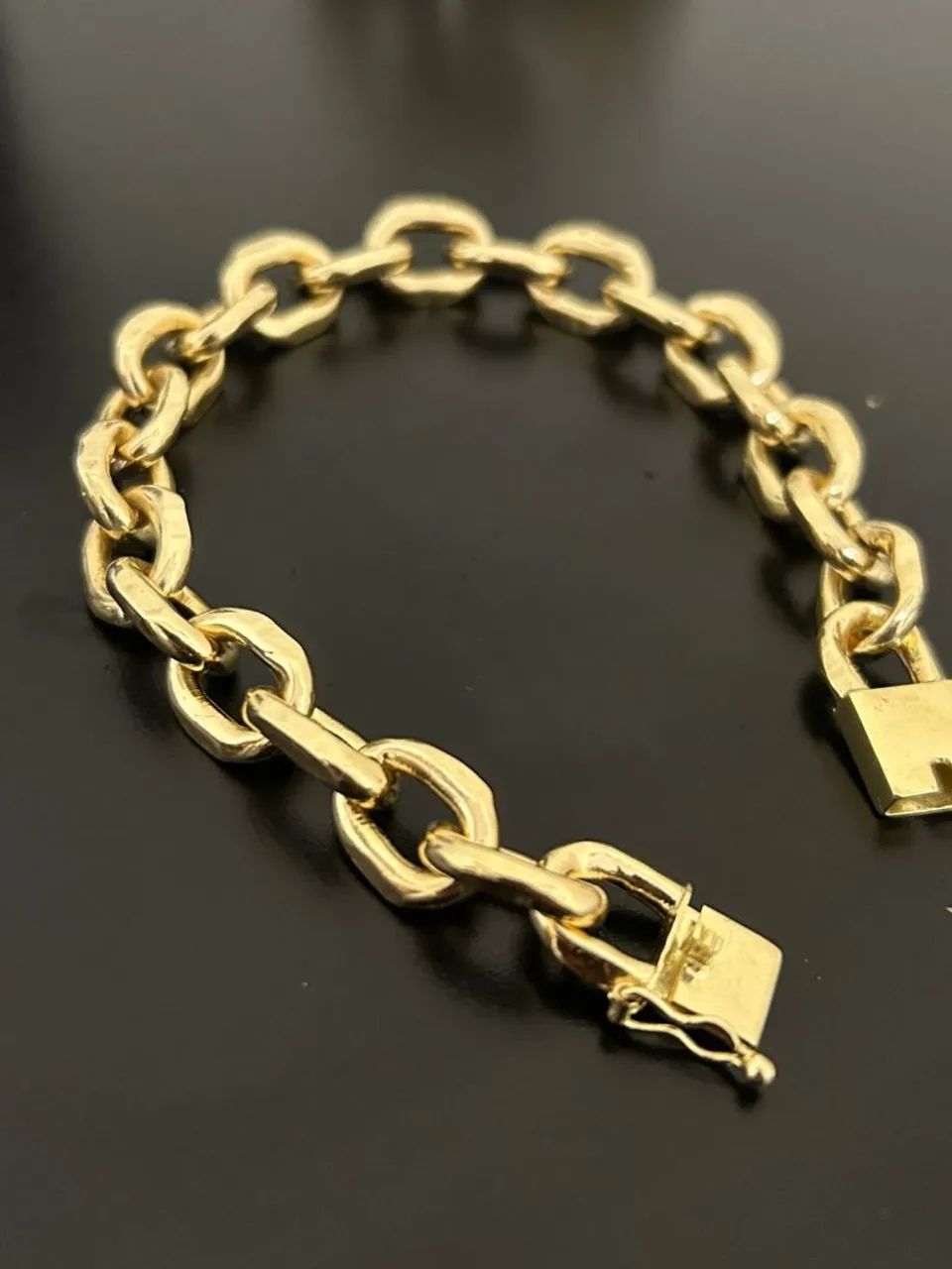 Pulseira cadeado de ouro 18 - Foto 2