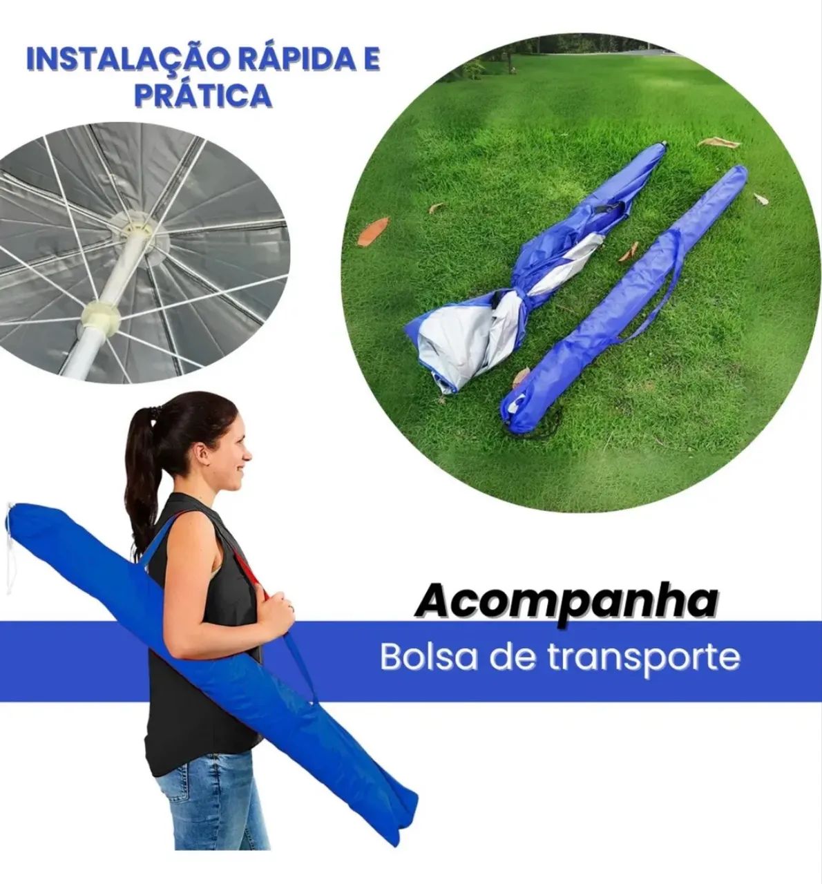 Guarda sol praia cor azul  - Foto 3