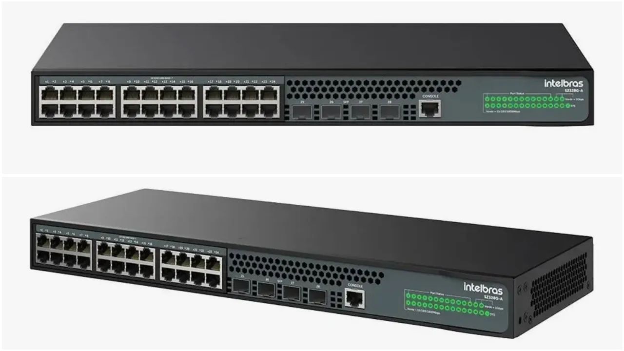 Switch gerenciável Intelbras com 24 portas Gigabit 