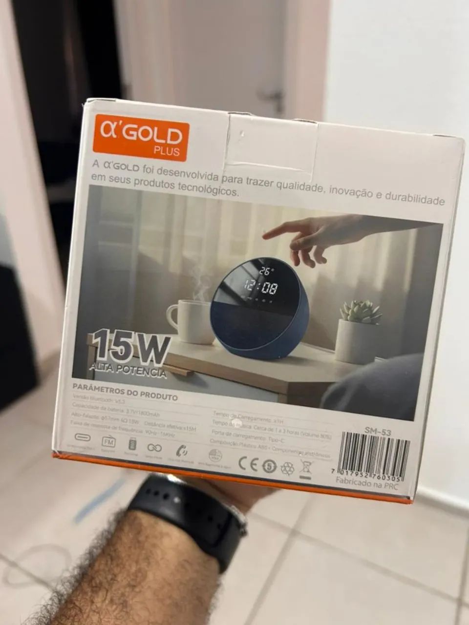 Caixa de Som e Relógio Digital Portátil A'Gold 444717156145582082