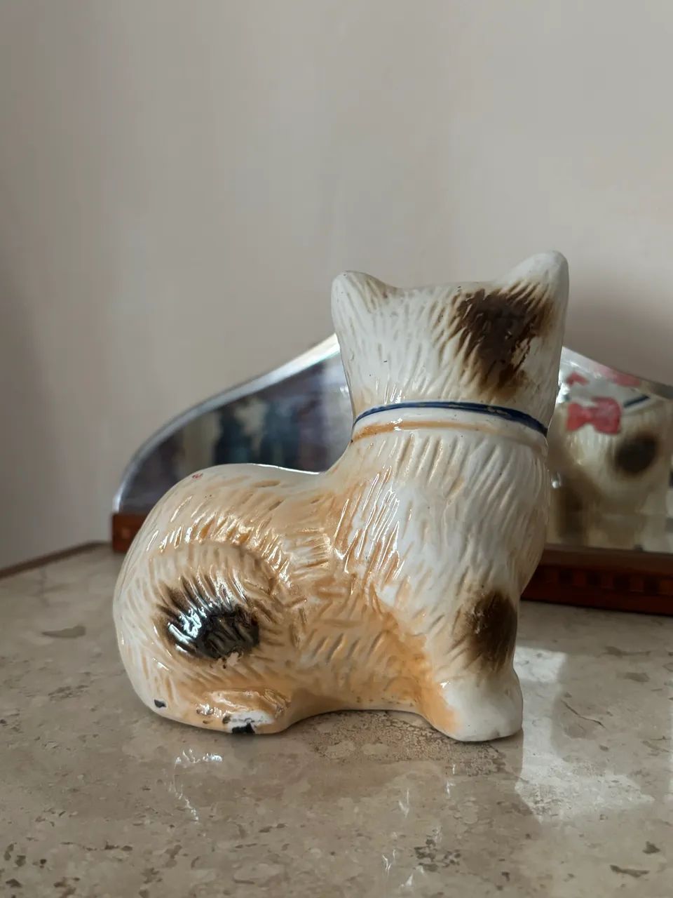 Antigo bibelô de gatinho em porcelana - Foto 2