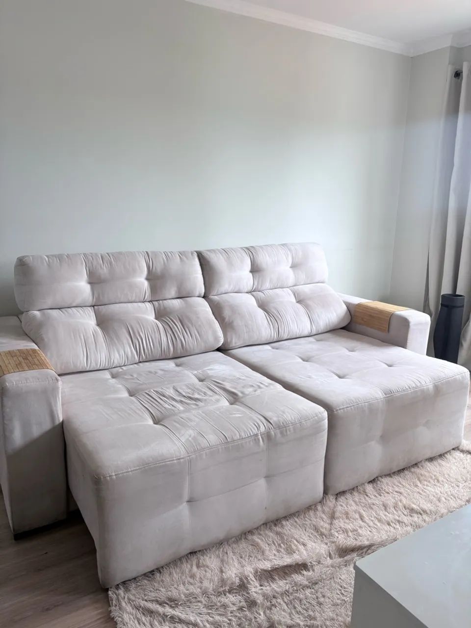Sofá Retrátil e Reclinável Cinza-Claro, 2,36 m 