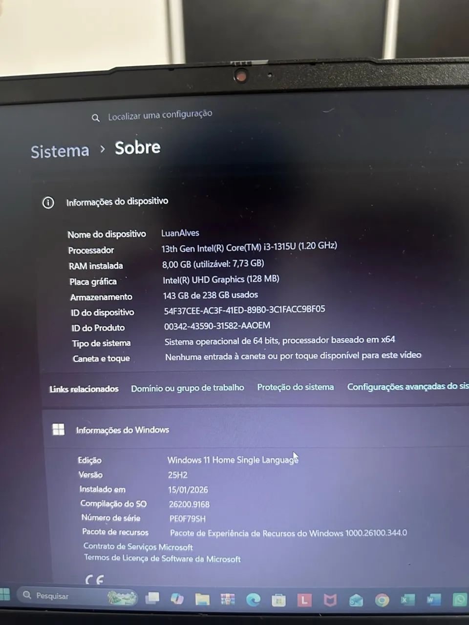 Notebook lenovo i3