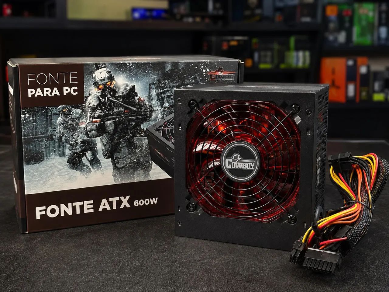 Fonte ATX Cowboy 600W para PC com Cooler Vermelho - Foto 3
