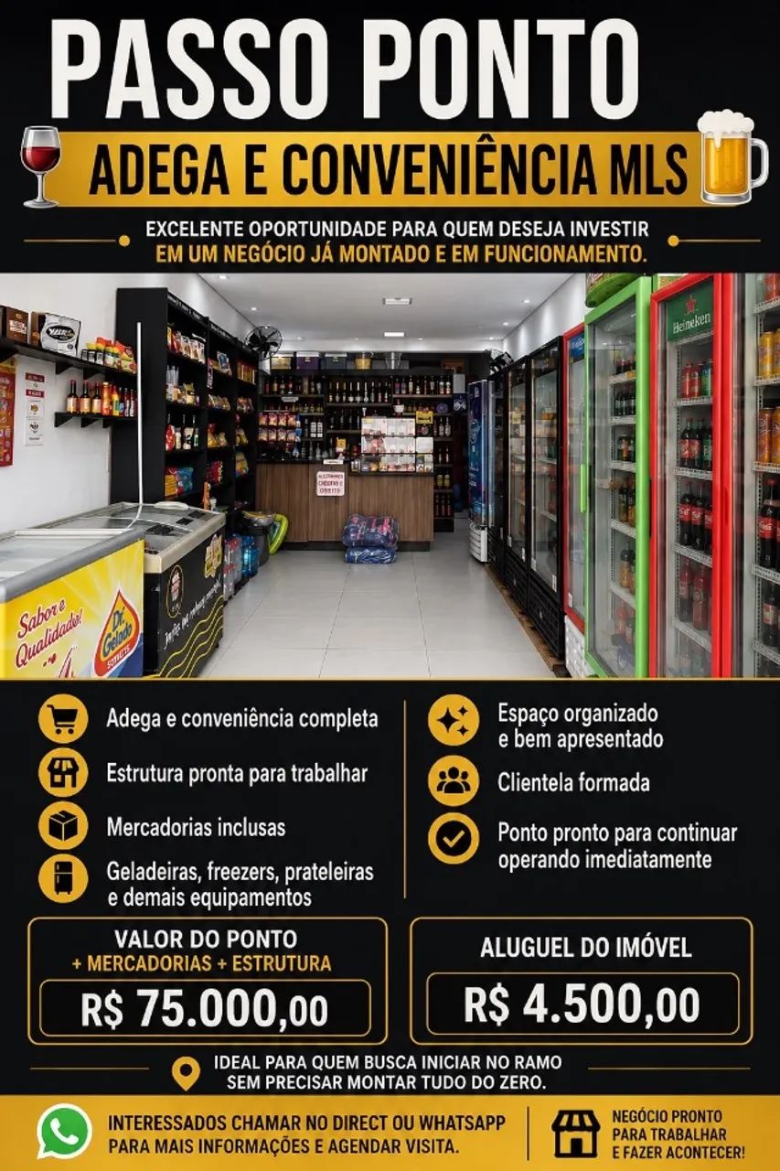 Passo o ponto de Adega e conveniência 