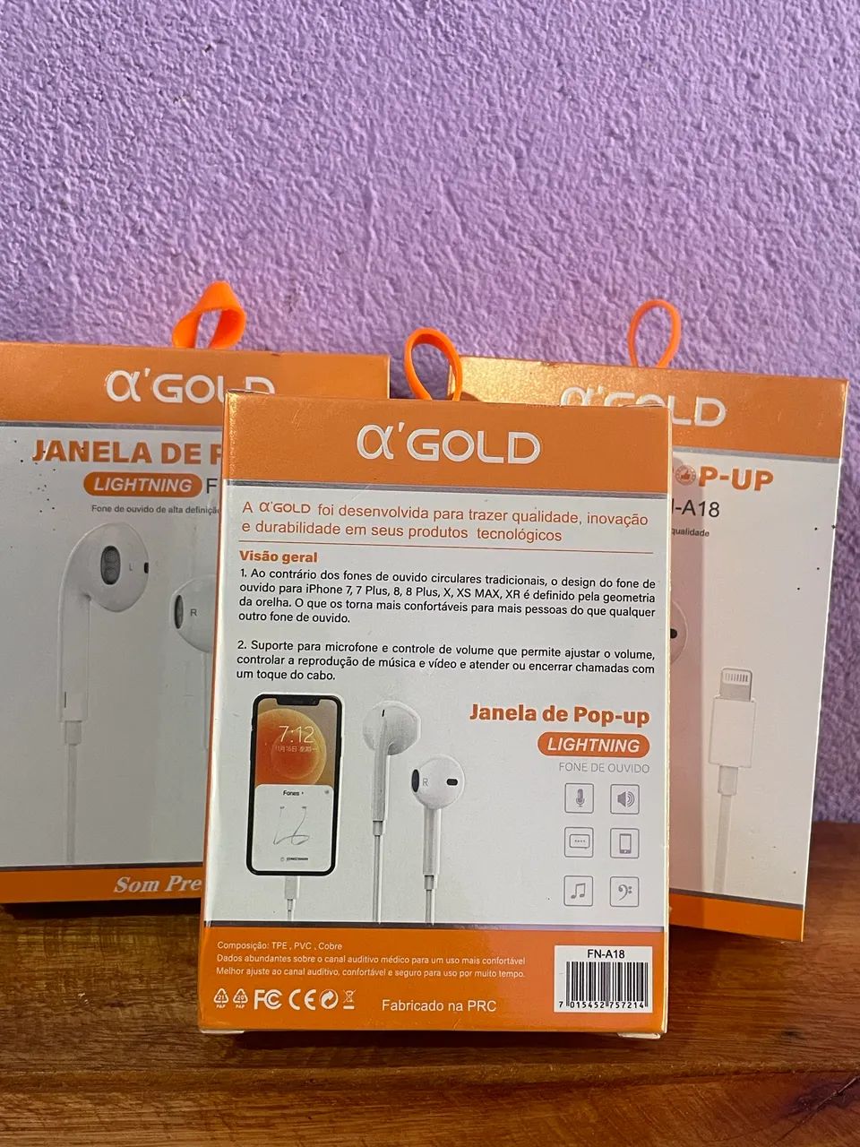 Fone de Ouvido A'GOLD FN-A18 (Conector Lightning / iPhone) - Foto 4