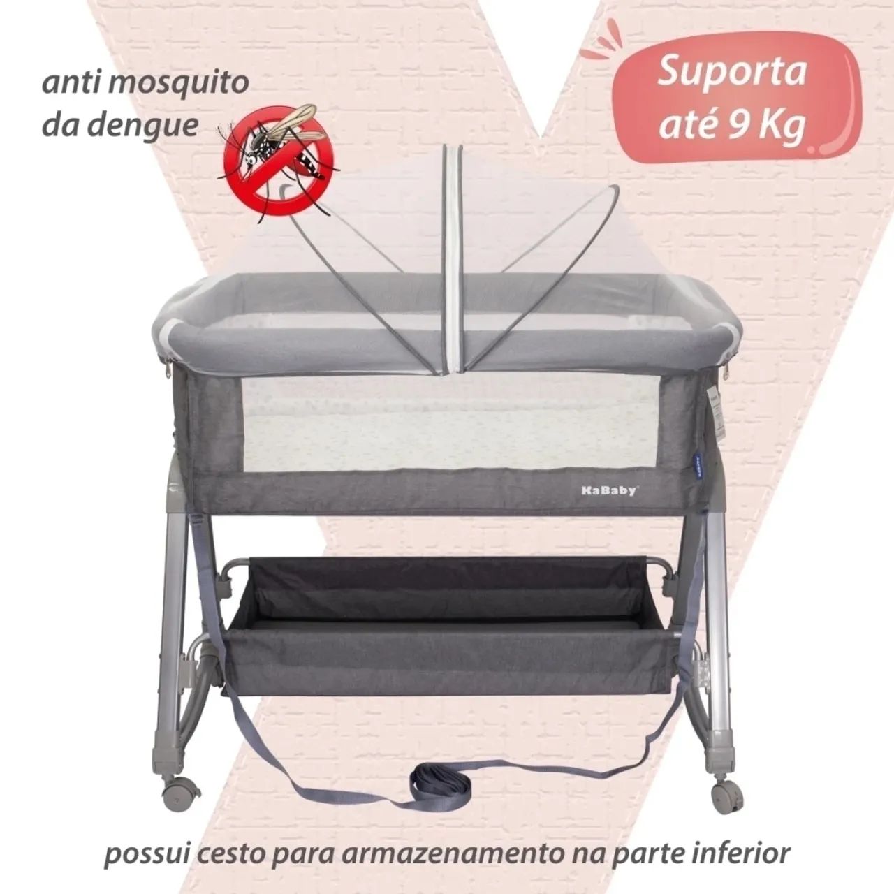Berço Portátil Moises Co-bed C/ Balanço Mosquiteiro e Cesto - Foto 3