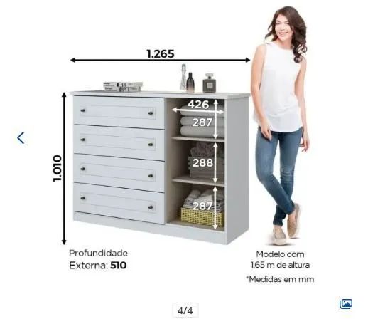 COMODA C/ 4 GAVETAS - NOVA NA CAIXA - Foto 3
