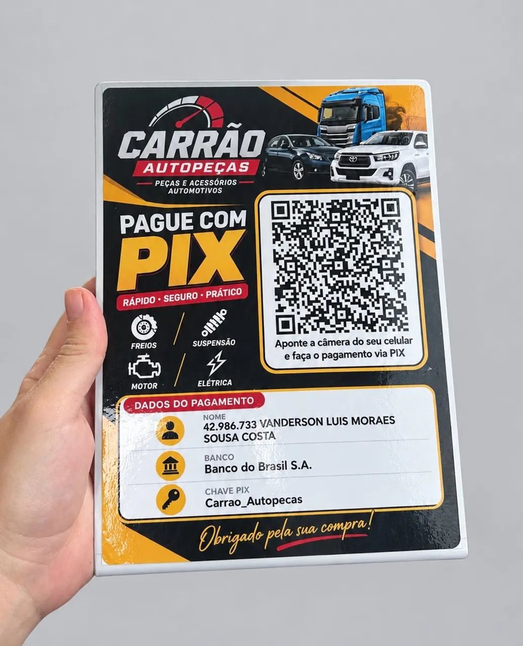 Placa Pix QRcode