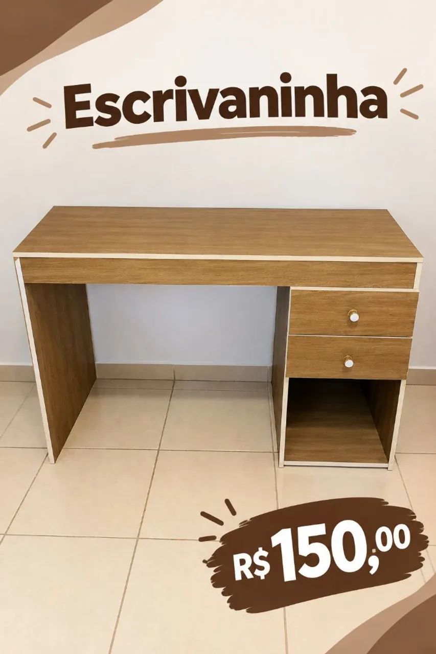 Escrivaninha com 1,20m e 2 gavetas