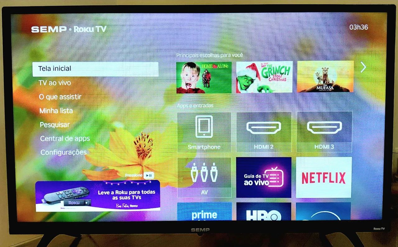 Smart TV SEMP 32" LED HD WI-FI Roku HDMI USB