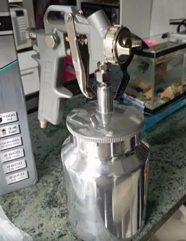 Pistol Pulverizador de Tinta Pintura - Tanque Baixo 1 Litro + 3 Bicos - Pronta Entrega - Foto 3
