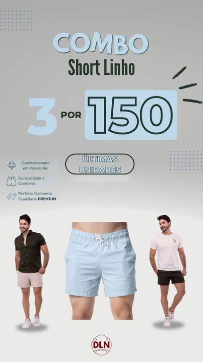 ALERTA PROMOÇÃO!!! SHORT LINHO 