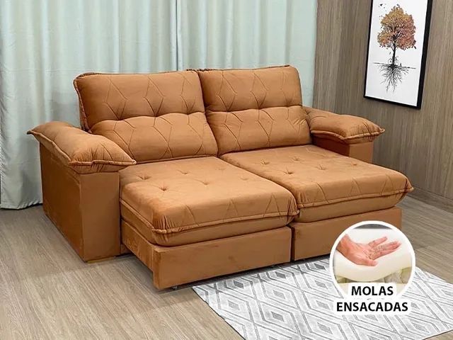 Sofá Retrátil Reclinável 2,30m Terracota Molas Ensacadas a87