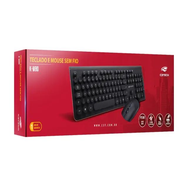 Kit Teclado e Mouse Sem Fio C3Tech K-W80BK 2.4GHZ 12M - WZetta - Foto 4
