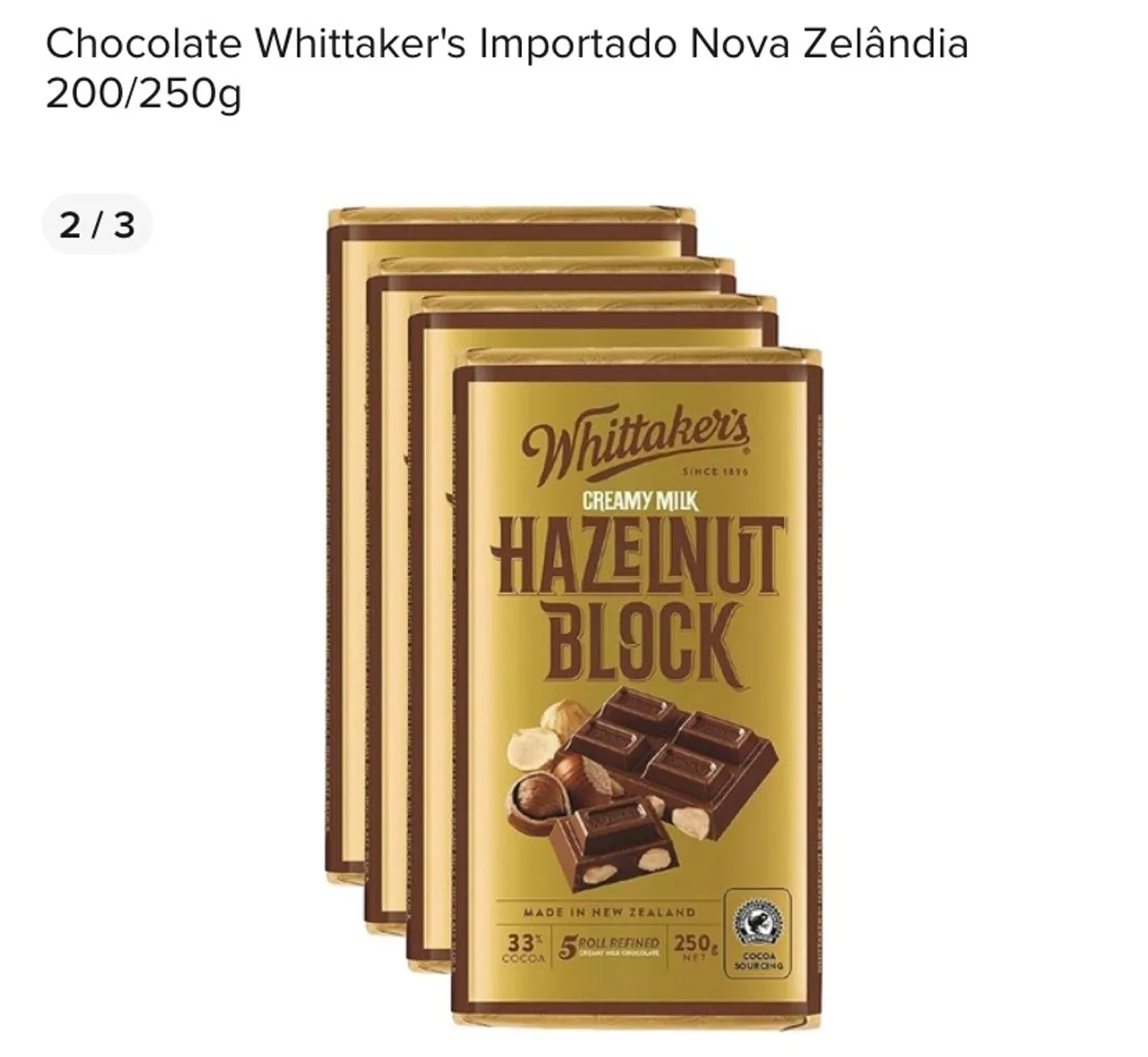 Chocolate Whittaker's Hazelnut Block - Importado